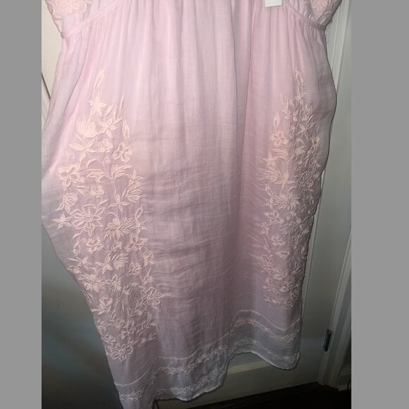 NWT J.Crew Embroidered Midi Slip Dress in Ramie Pink - Picture 5 of 11